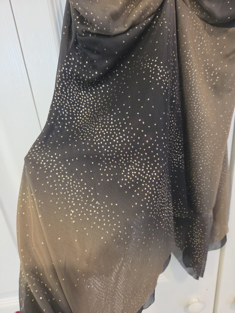 Vintage Y2k Ombre Taupe-to-Black Sparkle Asymmetrical Top - Picture 3 of 6